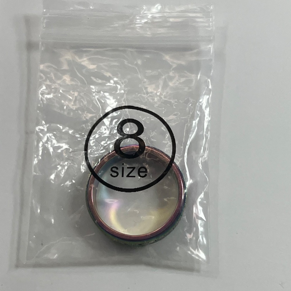 Size 8 Titanium Stainless Steel Rainbow Moon Star Anxiety Fidget Spinner Ring - Picture 5 of 5